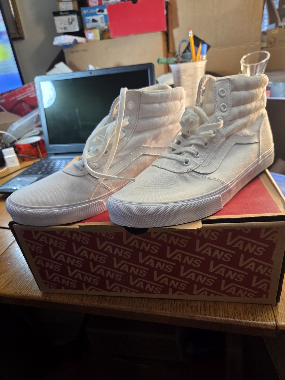 Vans Sk8-Hi Canvas Sneakers in Off-White - Picture 5 of 9
